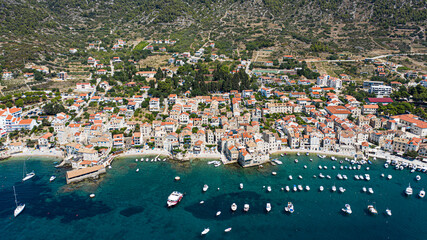 Fototapeta na wymiar Aerial view of Komiza, Island Vis, Croatia