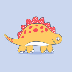cartoon dinosaur, hand drawing colorful vector illustration for kids, flat style. baby design for cards, print, posters, logo, cover
