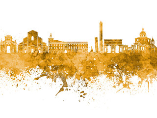 Bologna skyline in watercolor background © Paulrommer