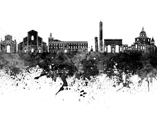 Bologna skyline in watercolor background - obrazy, fototapety, plakaty