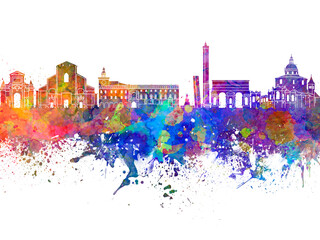 Bologna skyline in watercolor background © Paulrommer