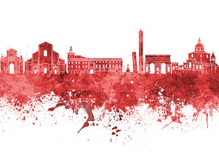 Bologna skyline in watercolor background © Paulrommer
