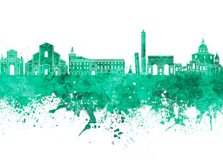 Bologna skyline in watercolor background © Paulrommer