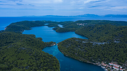 Fototapeta na wymiar Aerial view of Mljet national park, Island Mljet, Croatia