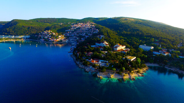 Aerial view of Rabac Bay, Rabac, Croatia