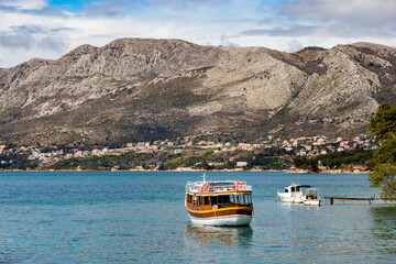 Boats in Adriatic sea near Dubrovnik. Croatia.