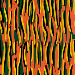 Materiał do szycia animalistic bright seamless pattern imitating the striped skin of a tiger, zebra. Bright rich bold pattern with a print of African safari animals in colorful stylish mimicking in nature