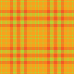 Plaid seamless pattern in orange. Check fabric texture. Vector textile print.