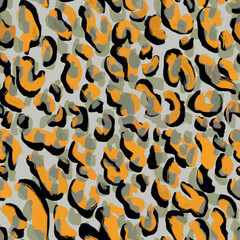 Animalistic colorful seamless pattern imitating the skin of a leopard, zebra, giraffe. Bright rich bold pattern with a print of African safari animals in colorful stylish mimicking in nature