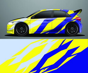 Fototapeta premium Rally car decal graphic wrap vector, abstract background 