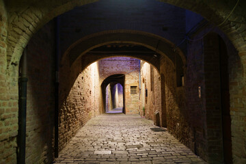 Fototapeta na wymiar Buonconvento, medieval city in Siena province, by night