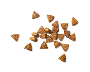 Dry dog food in the form of a triangle