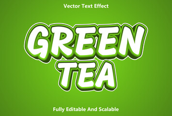 green tea text effect with green color editable for brands.
