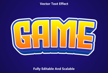game text effect with blue and orange color editable.