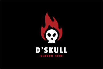 Skull fire logo design template. business company symbol.