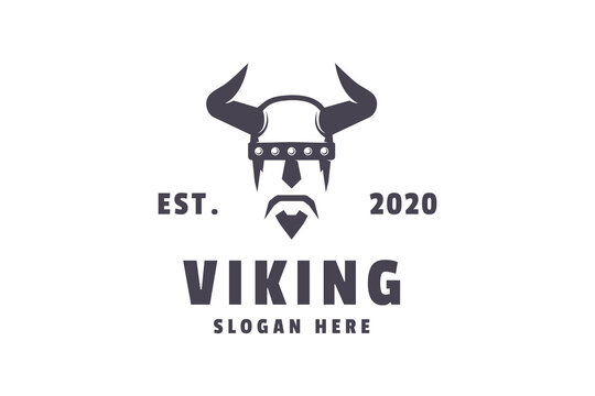 Viking logo design template. Human face sign. business company symbol.
