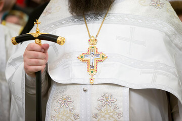 Orthodox priest with a cross. Religion and faith.