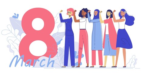 International womens day 8 March, women empowerment movement.