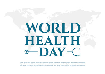 Obraz premium World health day background banner poster with world map on white background.