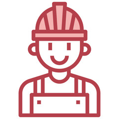 WORKER red line icon,linear,outline,graphic,illustration