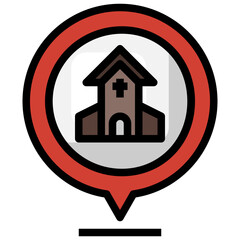 CHURCH filled outline icon,linear,outline,graphic,illustration