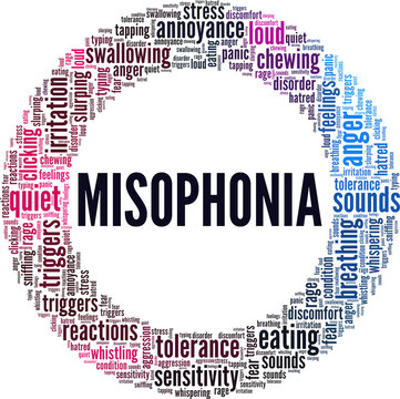 Misophonia conceptual vector illustration word cloud isolated on white background.