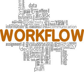 Fototapeta premium Workflow conceptual vector illustration word cloud isolated on white background.