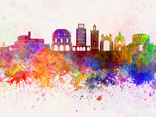 Brescia Skyline Watercolor Background