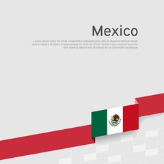 Mexico flag on a white background. Vector banner design, mexico national poster. Cover for business booklet. Ribbon with the mexican flag. State patriotic, flyer, brochure