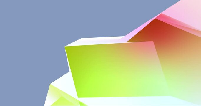 Abstract geometric background with loop animation and diamond style polygons. Yellow and red colors