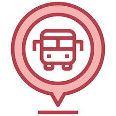 BUS red line icon,linear,outline,graphic,illustration