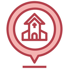 Obraz premium CHURCH red line icon,linear,outline,graphic,illustration