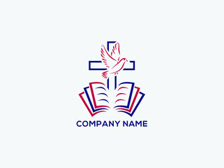 Obraz premium Christian teachers Icon logo with Blue dark and Red dark color.