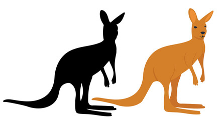 kangaroo flat design, silhouette, isolated, vector