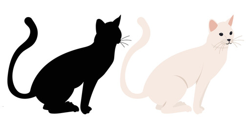 Fototapeta na wymiar cat flat design, silhouette, isolated
