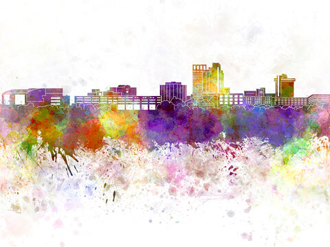 Bridgeport skyline in watercolor background © Paulrommer