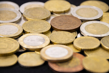 European coins as background or backdrop.