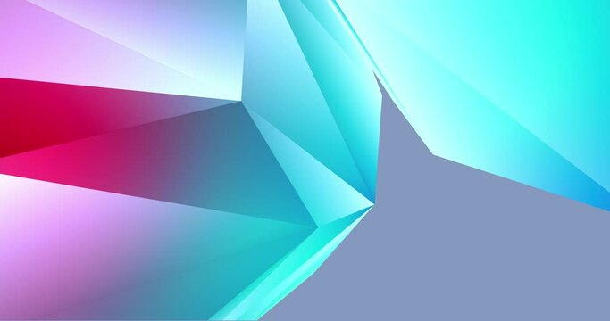 Abstract background in loop, crystal and low poly animation in vibrant bright colors. Seamless loop for hight tech backdrop