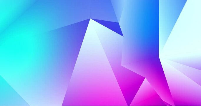 Abstract background in loop, crystal and low poly animation in vibrant bright colors. Seamless loop for hight tech backdrop