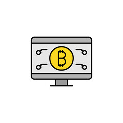 bitcoin, monitor line icon. Elements of finance illustration icon. Premium quality graphic design icon. Can be used for web, logo, mobile app, UI, UX