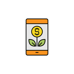 growth, money, mobile line icon. Elements of finance illustration icon. Premium quality graphic design icon. Can be used for web, logo, mobile app, UI, UX