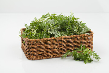 Naklejka premium mugwort, spring vegetables, spring vegetables, spring, green, leaf vegetables, food ingredients,