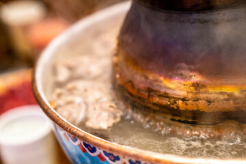 Chinese traditional food shabu copper pot