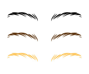 Fototapeta na wymiar set of different coloured eyebrows