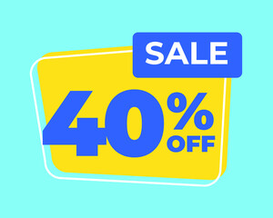 40% off tag forty percent discount sale blue letter yellow background