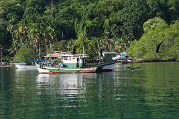 Fototapeta na wymiar morning view boat