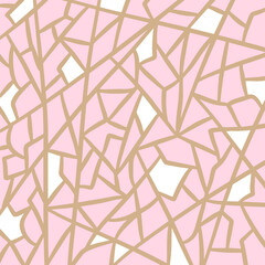 Mosaic tile pattern. Vector pastel abstract background. For design and decorate textured backdrop. Ceramic fragments. Colorful broken tiles trencadis. Pink and white colors art.
