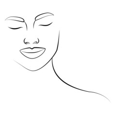 Continuous line. Drawing of a woman's face. Minimalist female beauty with continuous drawing in one line.