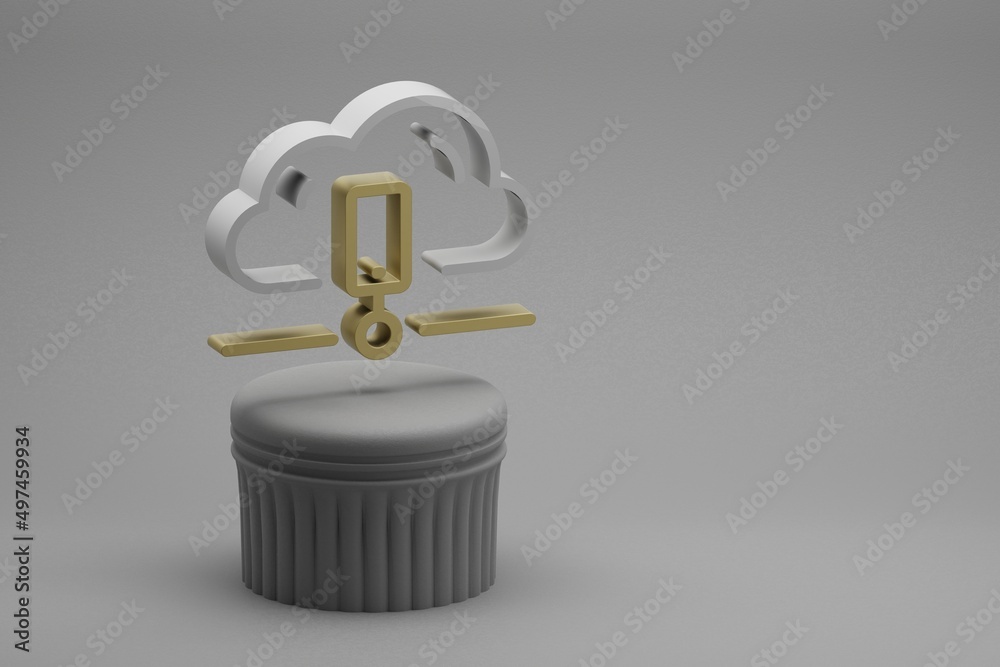 Leinwandbilder Beautiful abstract illustrations Cloud Data Storage symbol icons on a column stand and wonderful background. 3d rendering illustration. Background pattern for design. Web Hosting