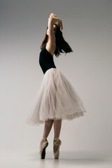 ballerina improvises in a photo studio